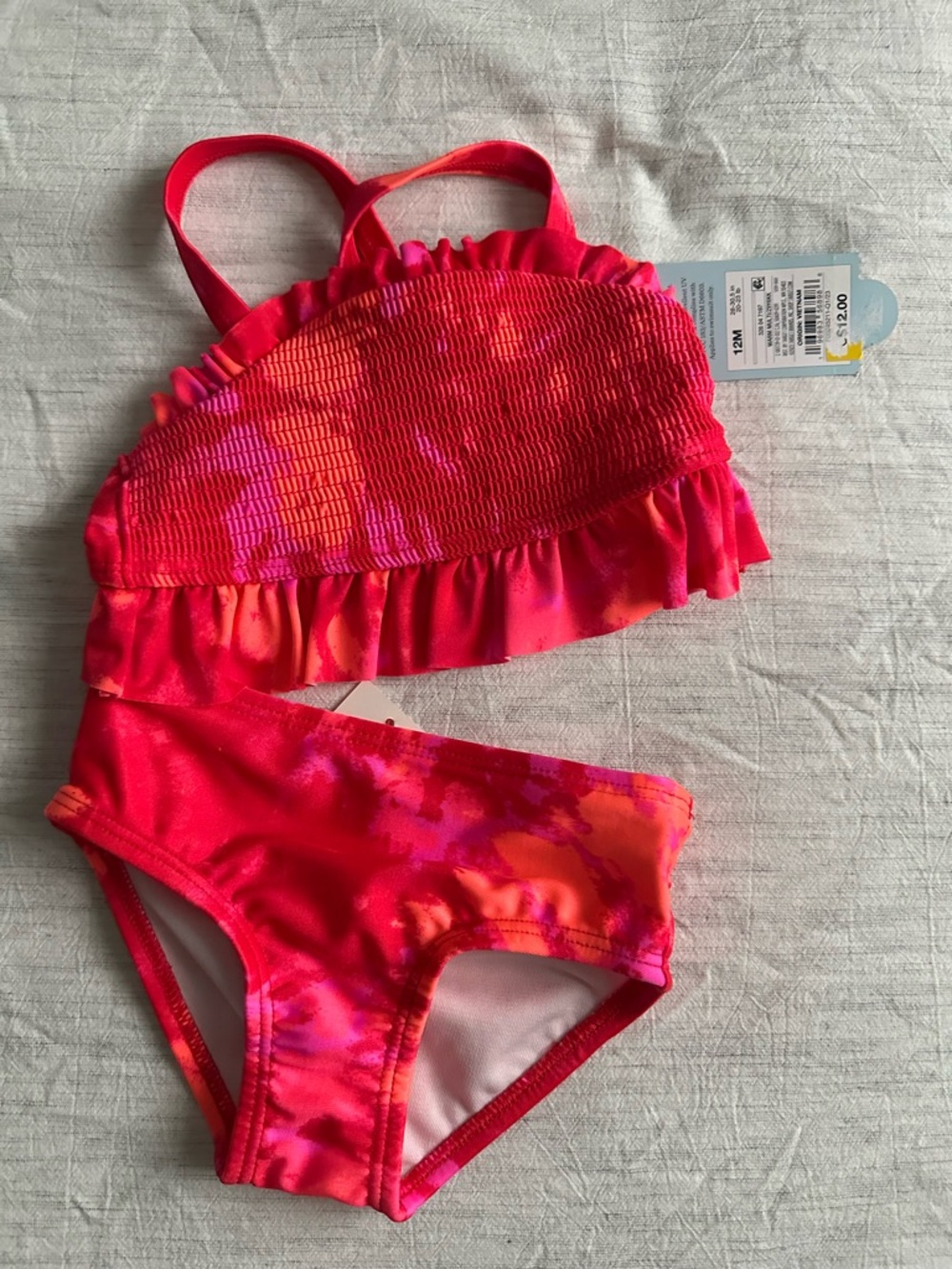 Cat & Jack Hot Pink and Orange Ruffle Two-Piece Swim Set